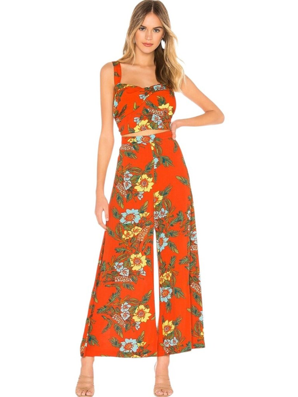 Free People Blue Horizon Tropical Floral 2-Piece Coordinating Matching Set - 4